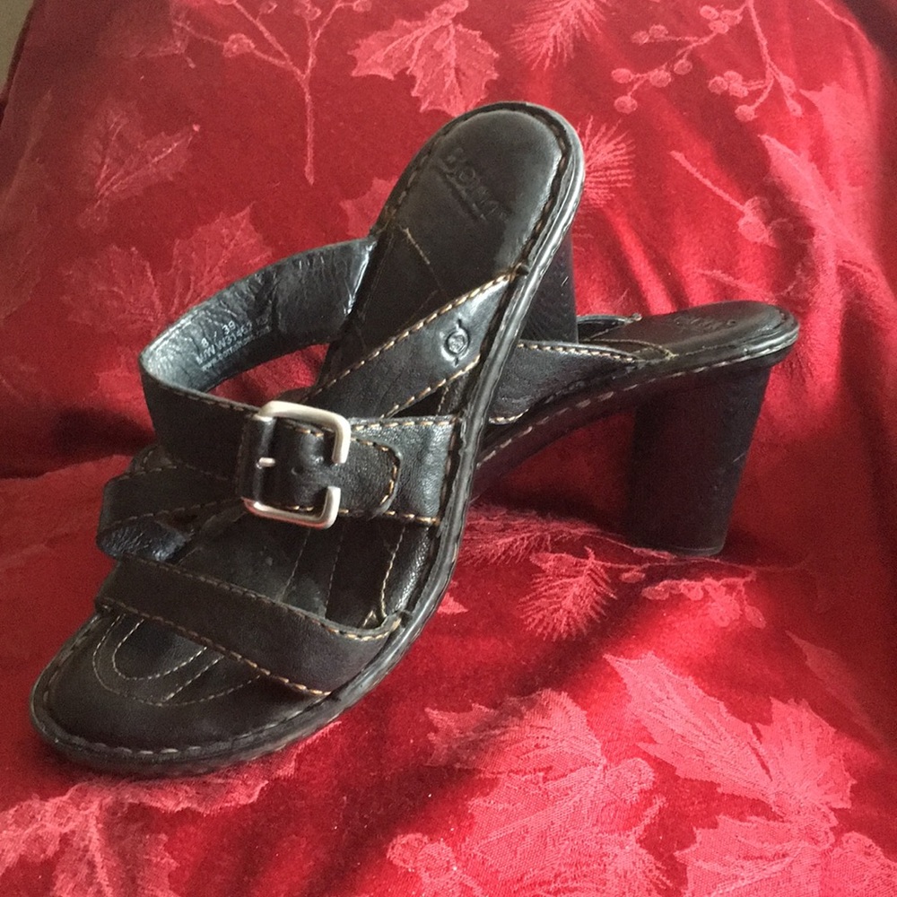 Black born sandals with buckle detailing